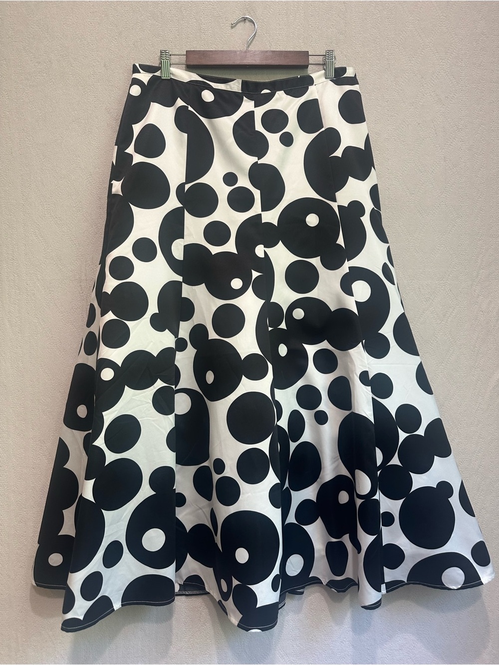 NWOT Venus Black & White Polka Dot Flare A-Line Skirt Maxi Crinoline Sz 12